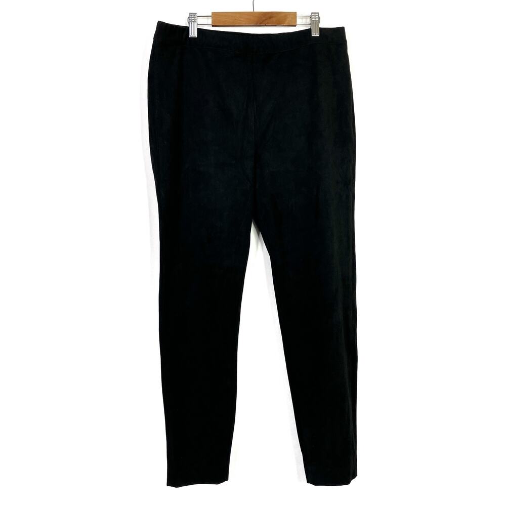 Talbots Outlet Black Faux Suede-Like Pull-On Pants Polyester Spandex Womens 12